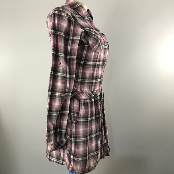 Miley Cyrus button tie tunic top long short sleeve soft flannel feel - Picture 6 of 8